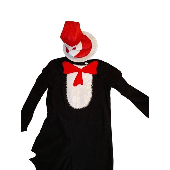 Spirit Halloween Cat in the Hat Costume Set Sz L Jumpsuit Hat Dr Seuss literary - Picture 3 of 7